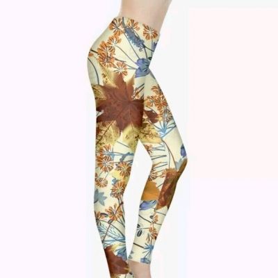 PZZ BEACH Fashion Autumn Maple Leaves Womens Fashion Leggings, 2XL